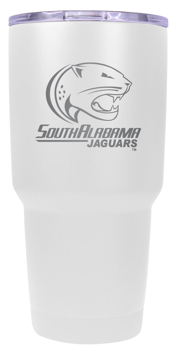 University of South Alabama 24 oz Engraved Insulated Stainless Steel Tumbler White Officially Licensed Single
