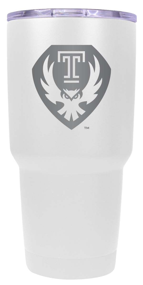 Temple University 24 oz Engraved Insulated Stainless Steel Tumbler White Officially Licensed Single