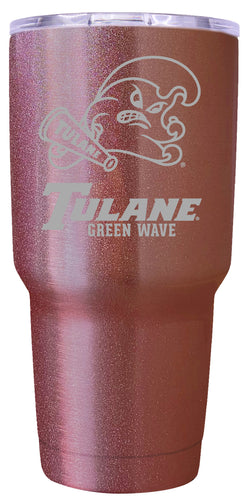 Tulane University Green Wave Premium Laser Engraved Tumbler - 24oz Stainless Steel Insulated Mug Rose Gold