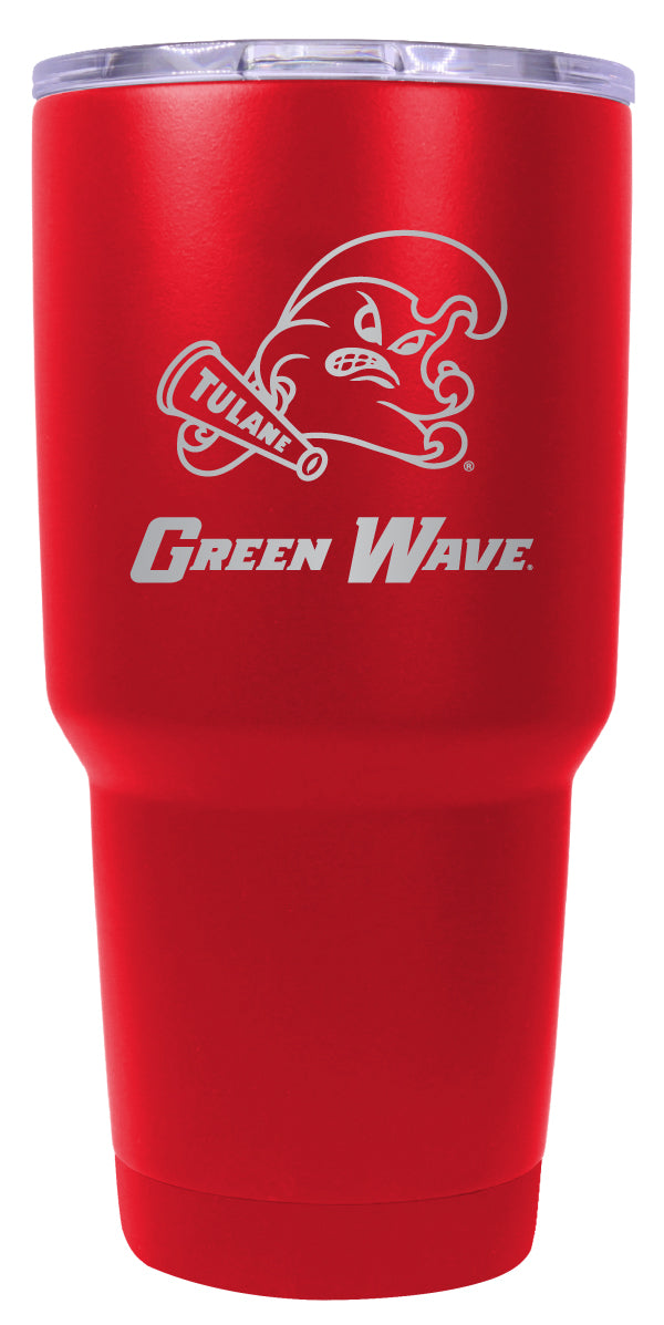 Tulane University Green Wave 24 oz Engraved Insulated Stainless Steel Tumbler Red Officially Licensed Single