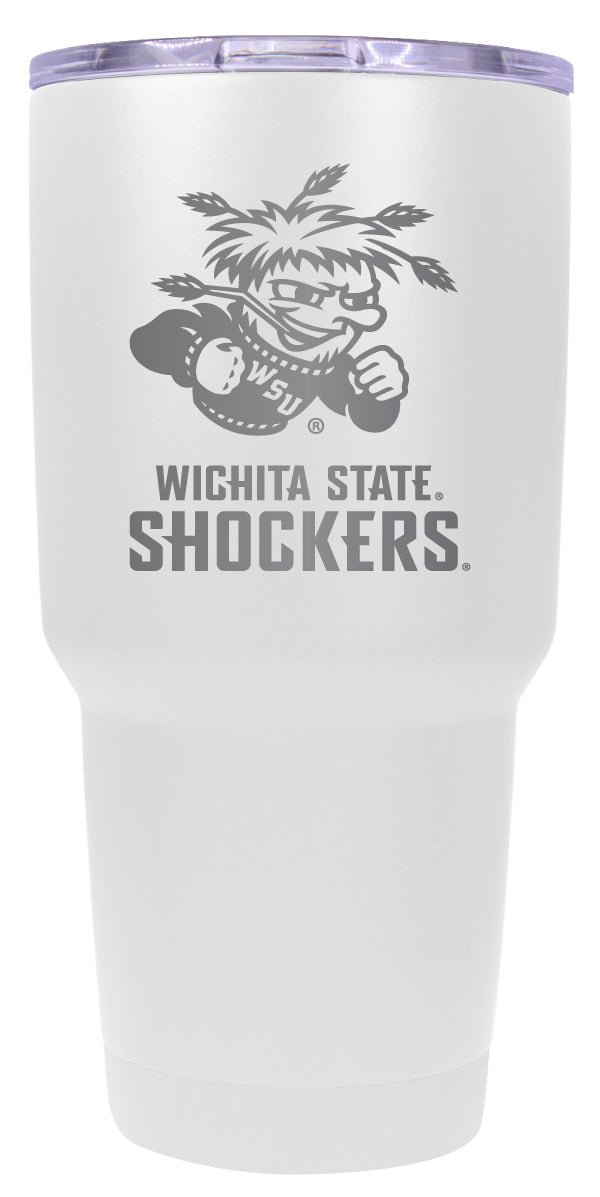 Wichita State Shockers 24 oz Engraved Insulated Stainless Steel Tumbler White Officially Licensed 2-Pack