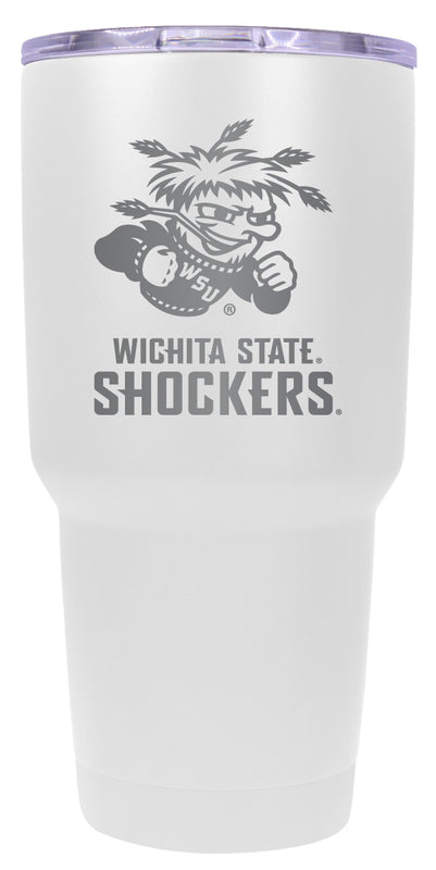 Wichita State Shockers 24 oz Engraved Insulated Stainless Steel Tumbler White Officially Licensed 2-Pack