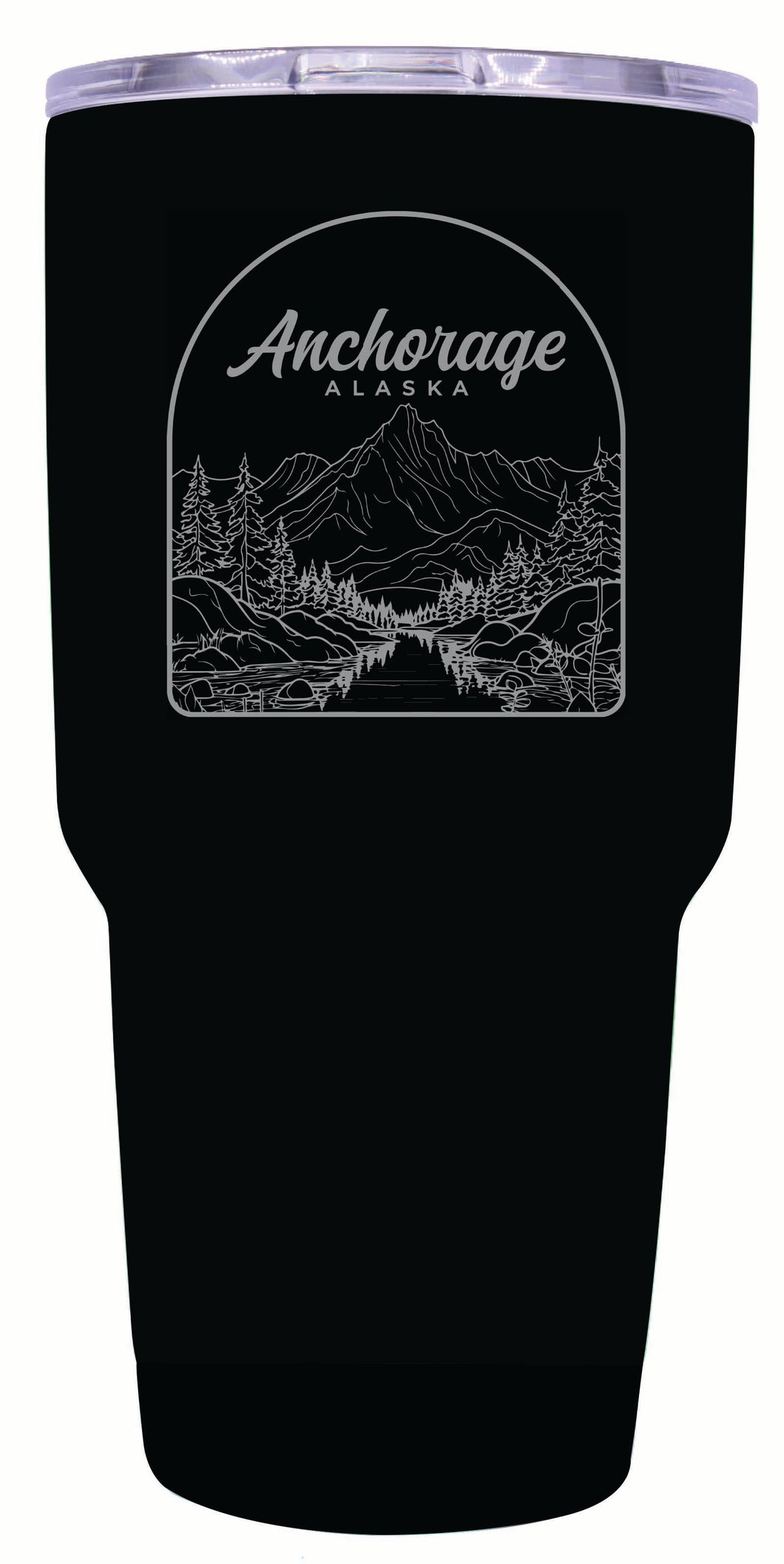 Anchorage Alaska Souvenir 24 oz Engraved Insulated Stainless Steel Tumbler Black 2-Pack