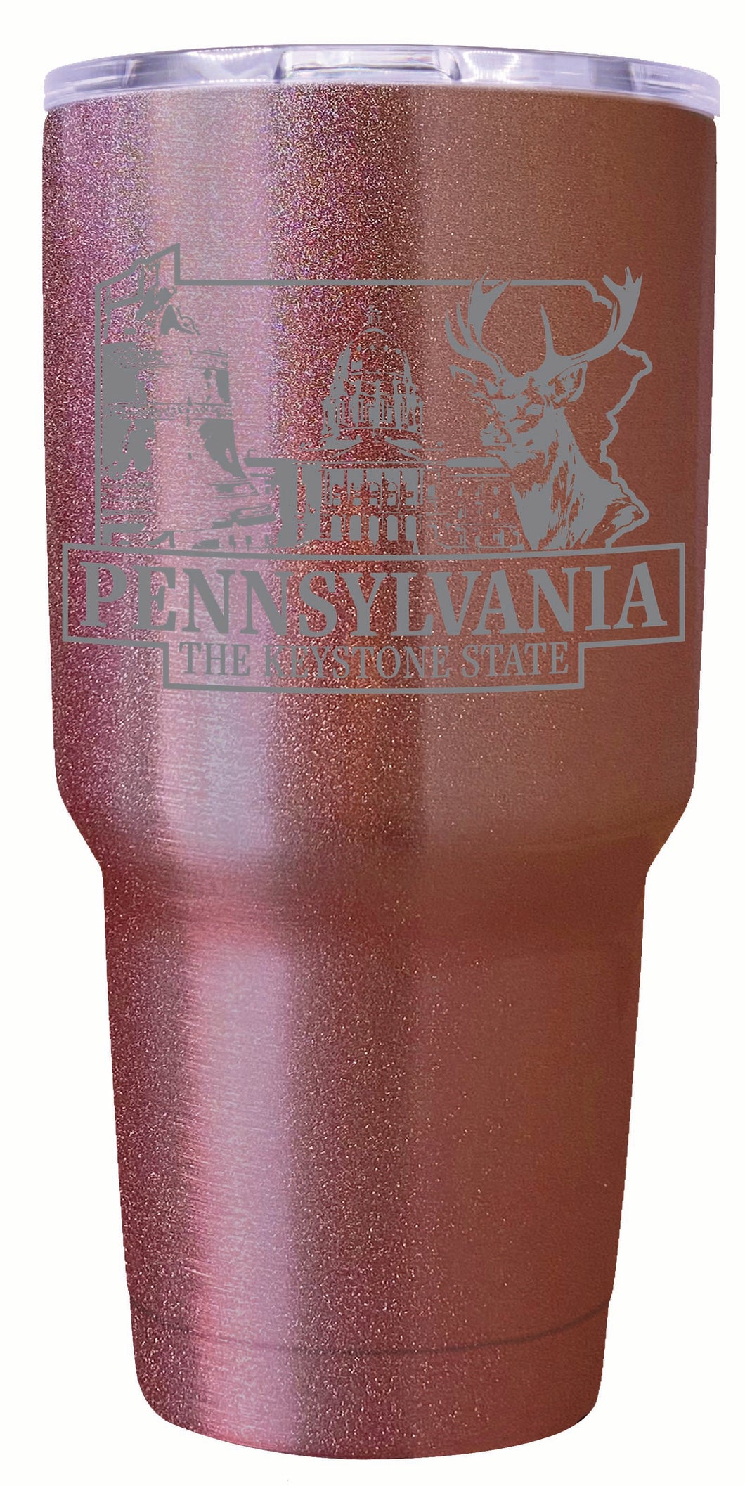 Pennsylvania Souvenir 24 oz Engraved Insulated Stainless Steel Tumbler Rose Gold 2-Pack