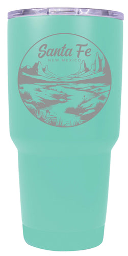 Santa Fe New Mexico Souvenir 24 oz Engraved Insulated Stainless Steel Tumbler Seafoam Single Unit