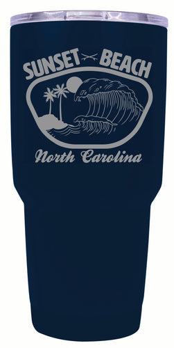 Sunset Beach North Carolina Souvenir 24 oz Engraved Insulated Stainless Steel Tumbler Navy 2-Pack