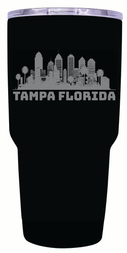 Tampa Florida Souvenir 24 oz Engraved Insulated Stainless Steel Tumbler Black 4-Pack