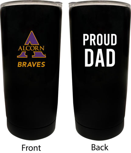 Alcorn State Braves NCAA Insulated Tumbler - 16oz Stainless Steel Travel Mug Proud Dad Design Black