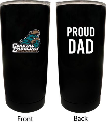 Coastal Carolina University NCAA Insulated Tumbler - 16oz Stainless Steel Travel Mug Proud Dad Design Black