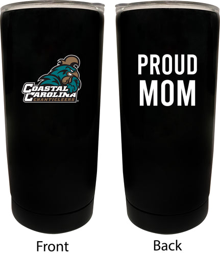 Coastal Carolina University NCAA Insulated Tumbler - 16oz Stainless Steel Travel Mug Proud Mom Design Black
