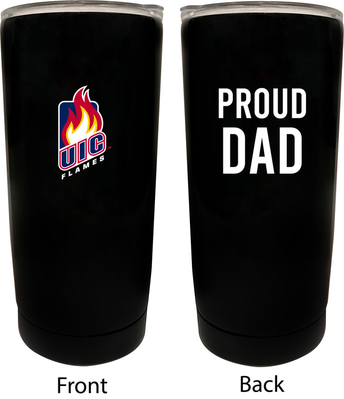 University of Illinois at Chicago NCAA Insulated Tumbler - 16oz Stainless Steel Travel Mug Proud Dad Design Black