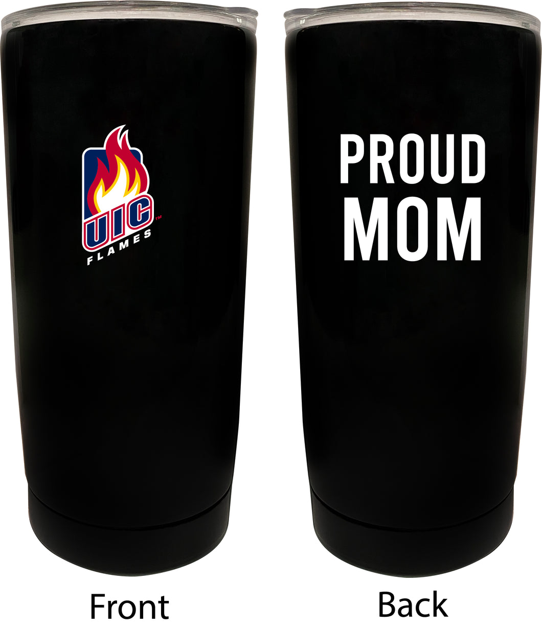 University of Illinois at Chicago NCAA Insulated Tumbler - 16oz Stainless Steel Travel Mug Proud Mom Design Black