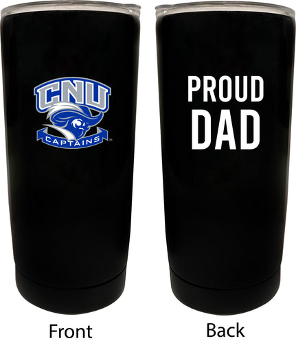Christopher Newport Captains NCAA Insulated Tumbler - 16oz Stainless Steel Travel Mug Proud Dad Design Black