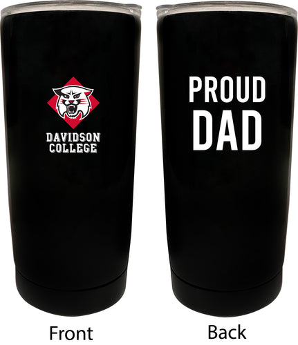 Davidson College NCAA Insulated Tumbler - 16oz Stainless Steel Travel Mug Proud Dad Design Black