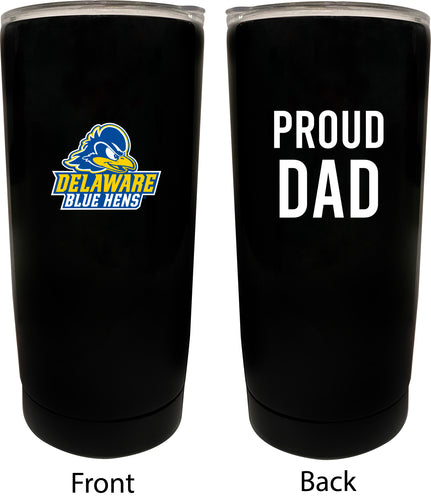 Delaware Blue Hens NCAA Insulated Tumbler - 16oz Stainless Steel Travel Mug Proud Dad Design Black