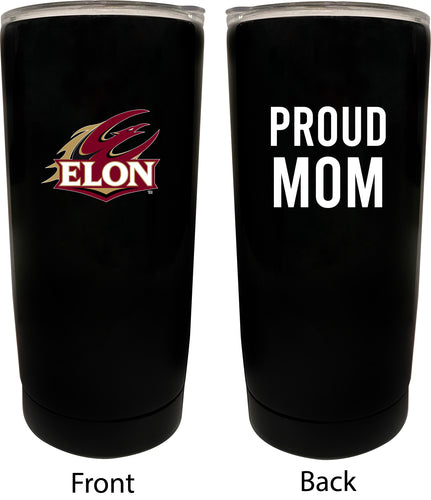 Elon University NCAA Insulated Tumbler - 16oz Stainless Steel Travel Mug Proud Mom Design Black