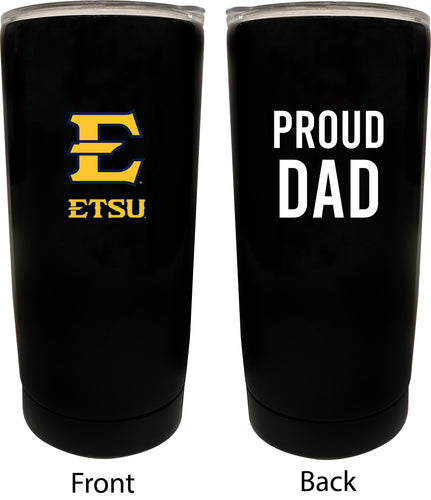East Tennessee State University NCAA Insulated Tumbler - 16oz Stainless Steel Travel Mug Proud Dad Design Black