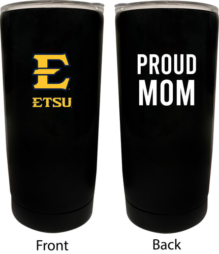 East Tennessee State University NCAA Insulated Tumbler - 16oz Stainless Steel Travel Mug Proud Mom Design Black