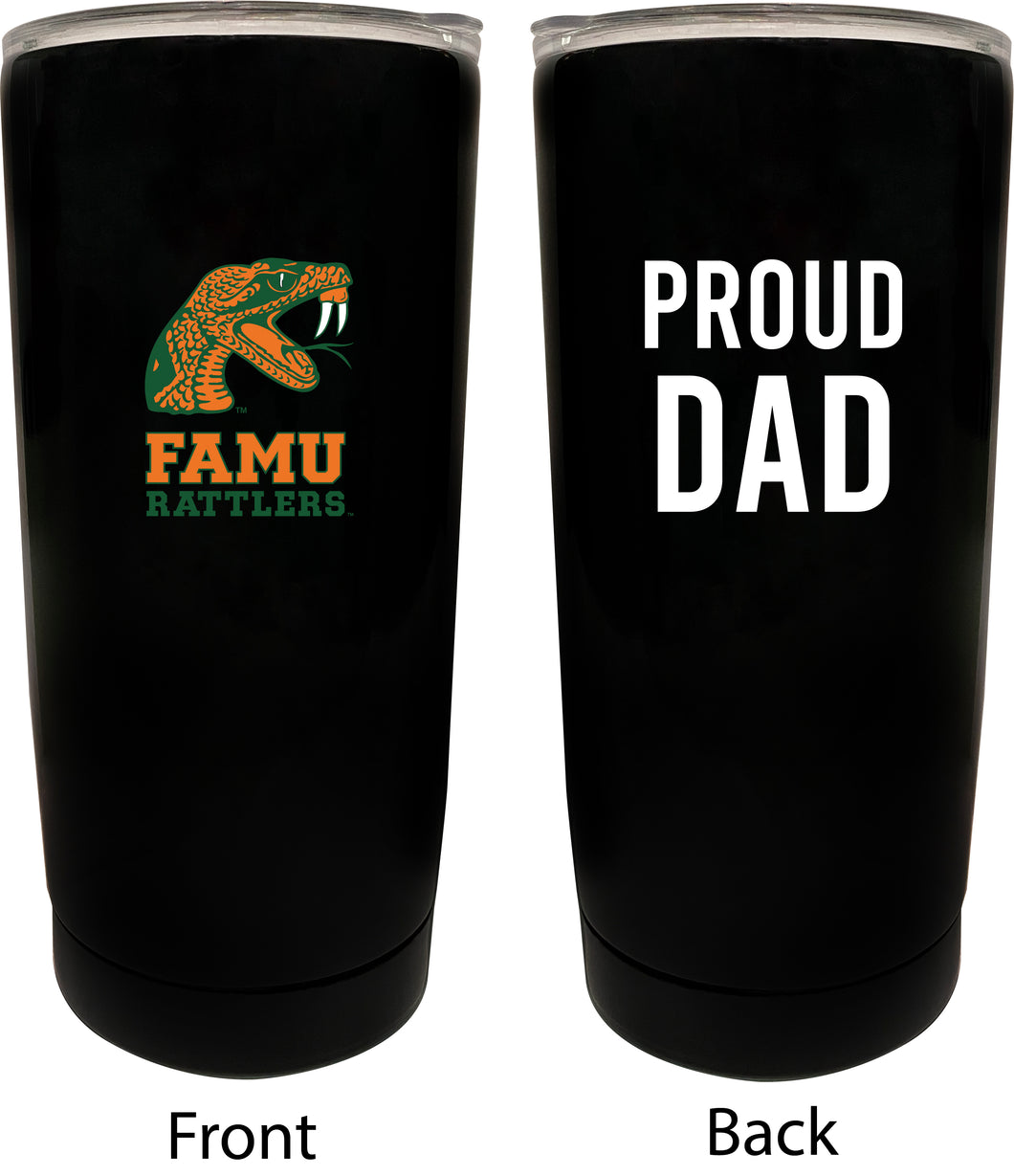 Florida A&M Rattlers NCAA Insulated Tumbler - 16oz Stainless Steel Travel Mug Proud Dad Design Black