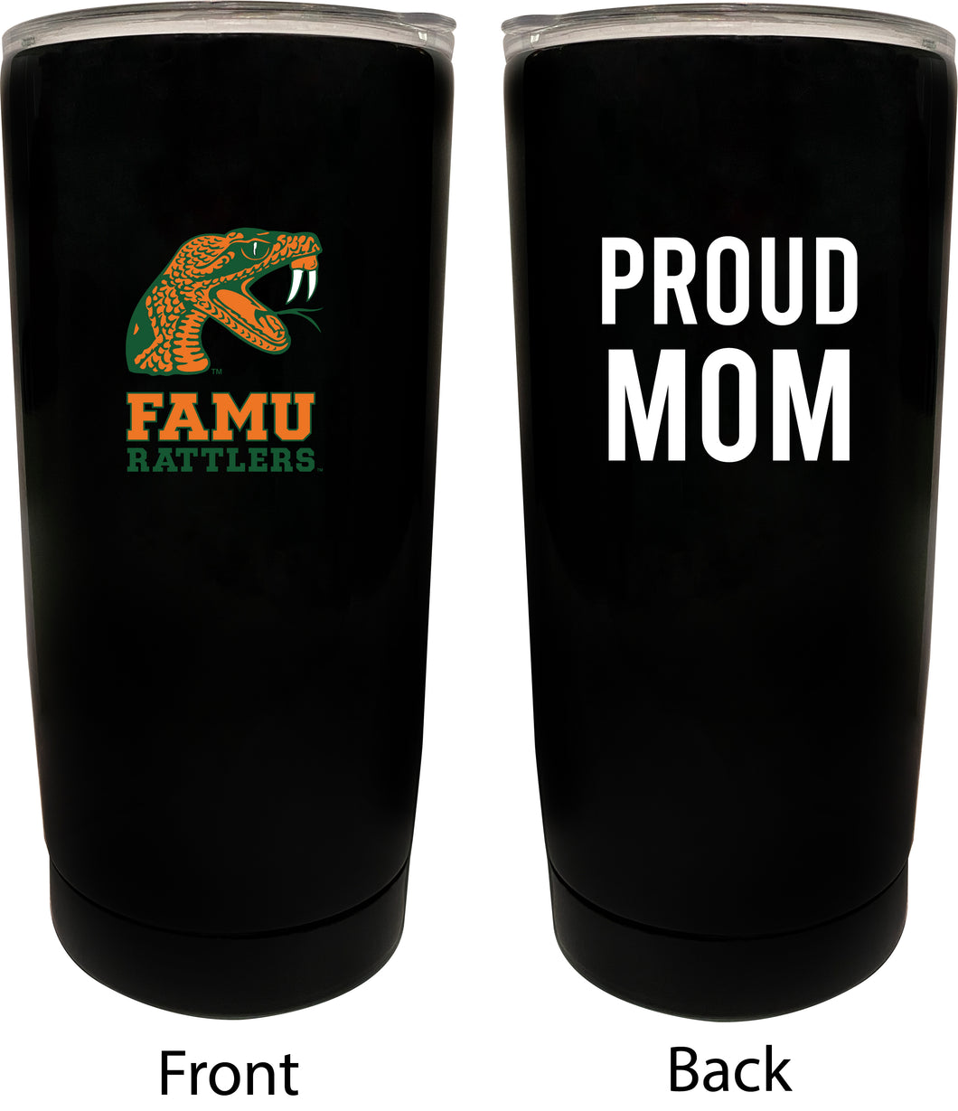 Florida A&M Rattlers NCAA Insulated Tumbler - 16oz Stainless Steel Travel Mug Proud Mom Design Black
