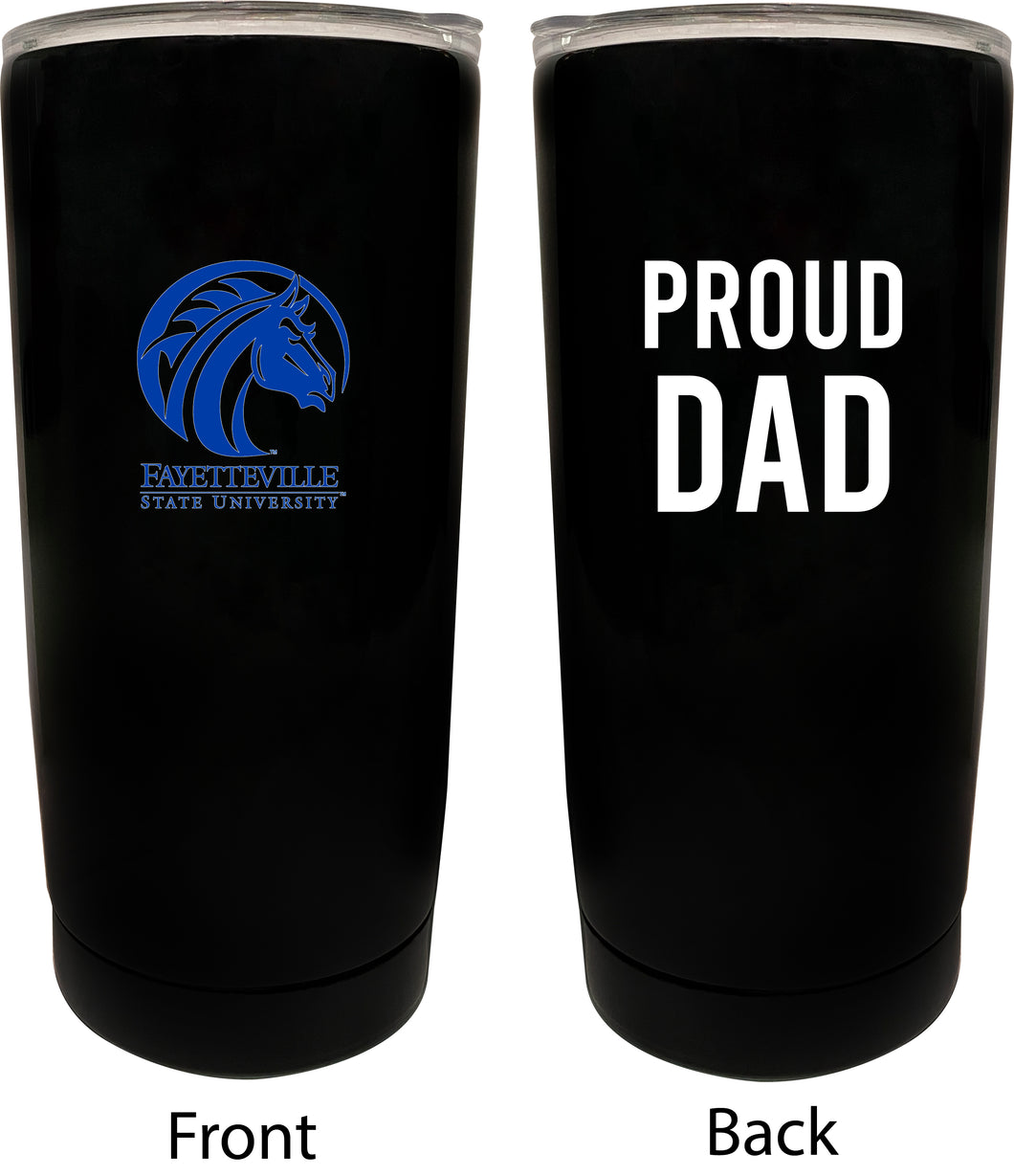Fayetteville State University NCAA Insulated Tumbler - 16oz Stainless Steel Travel Mug Proud Dad Design Black