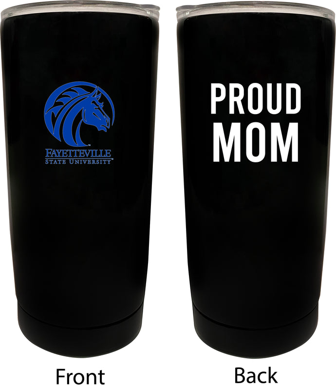 Fayetteville State University NCAA Insulated Tumbler - 16oz Stainless Steel Travel Mug Proud Mom Design Black