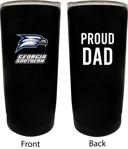 Georgia Southern Eagles NCAA Insulated Tumbler - 16oz Stainless Steel Travel Mug Proud Dad Design Black