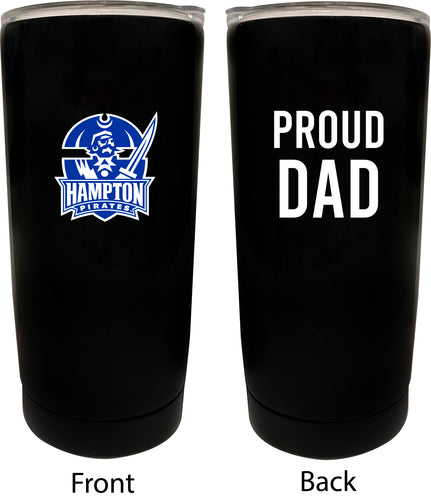 Hampton University NCAA Insulated Tumbler - 16oz Stainless Steel Travel Mug Proud Dad Design Black
