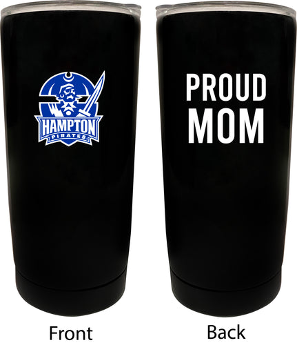 Hampton University NCAA Insulated Tumbler - 16oz Stainless Steel Travel Mug Proud Mom Design Black