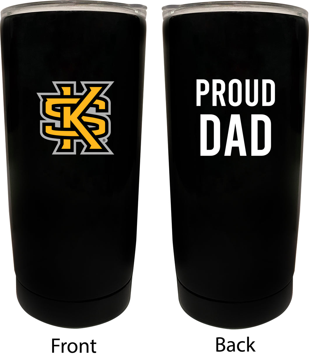 Kennesaw State University NCAA Insulated Tumbler - 16oz Stainless Steel Travel Mug Proud Dad Design Black
