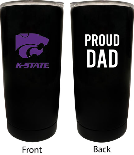 Kansas State Wildcats NCAA Insulated Tumbler - 16oz Stainless Steel Travel Mug Proud Dad Design Black
