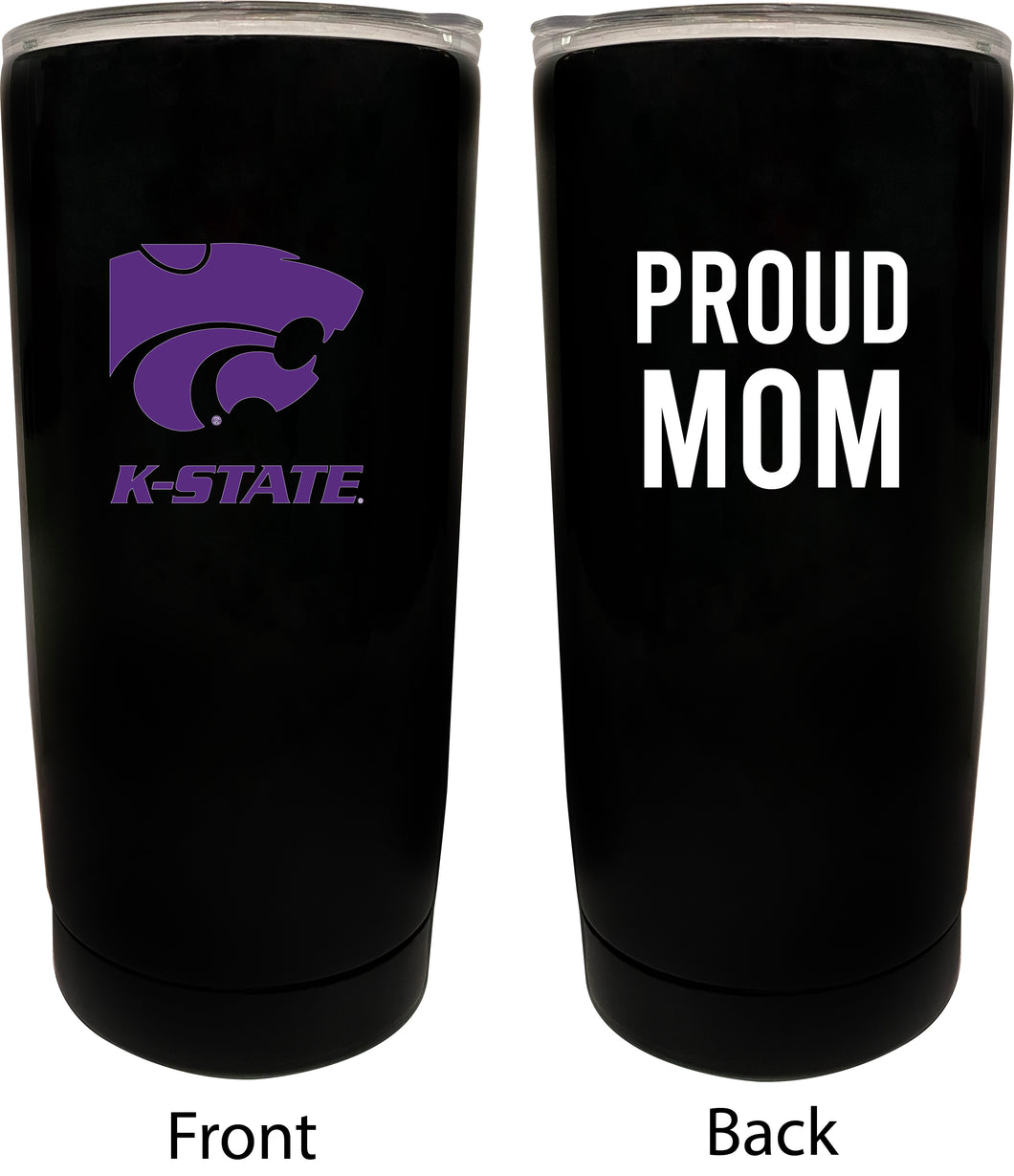 Kansas State Wildcats NCAA Insulated Tumbler - 16oz Stainless Steel Travel Mug Proud Mom Design Black