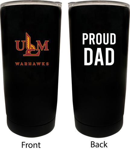University of Louisiana Monroe NCAA Insulated Tumbler - 16oz Stainless Steel Travel Mug Proud Dad Design Black