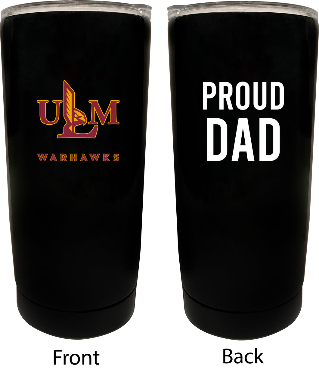 University of Louisiana Monroe NCAA Insulated Tumbler - 16oz Stainless Steel Travel Mug Proud Dad Design Black