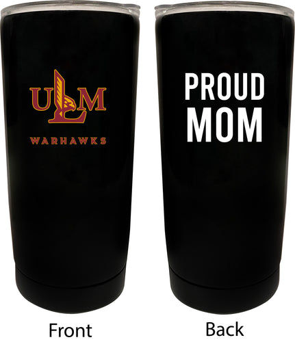 University of Louisiana Monroe NCAA Insulated Tumbler - 16oz Stainless Steel Travel Mug Proud Mom Design Black