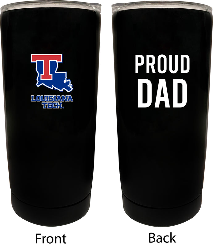 Louisiana Tech Bulldogs NCAA Insulated Tumbler - 16oz Stainless Steel Travel Mug Proud Dad Design Black