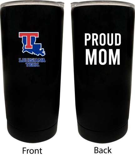Louisiana Tech Bulldogs NCAA Insulated Tumbler - 16oz Stainless Steel Travel Mug Proud Mom Design Black
