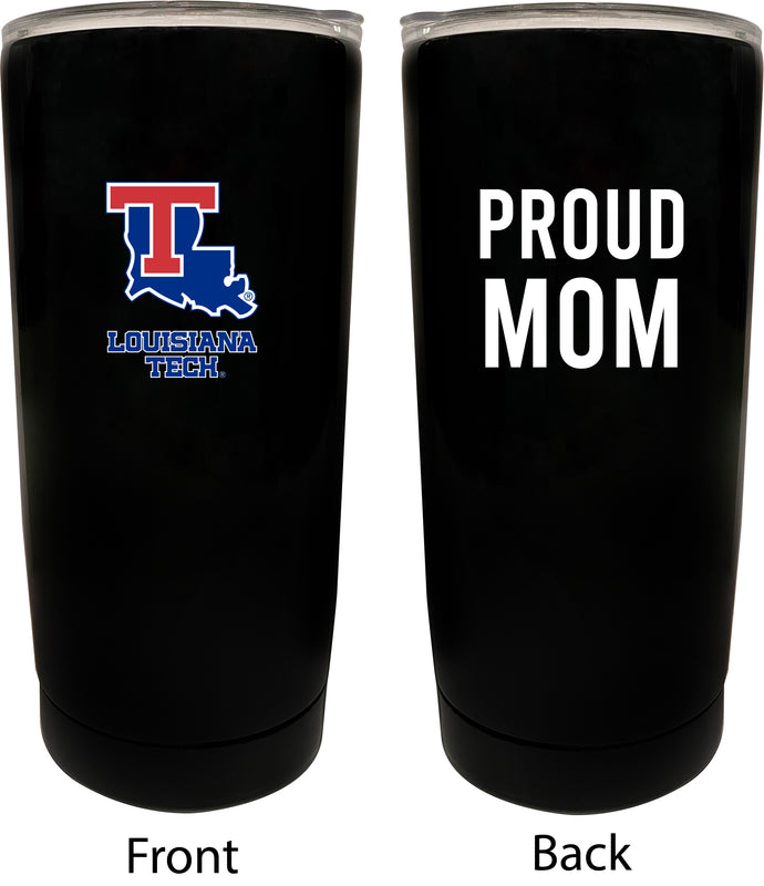Louisiana Tech Bulldogs NCAA Insulated Tumbler - 16oz Stainless Steel Travel Mug Proud Mom Design Black