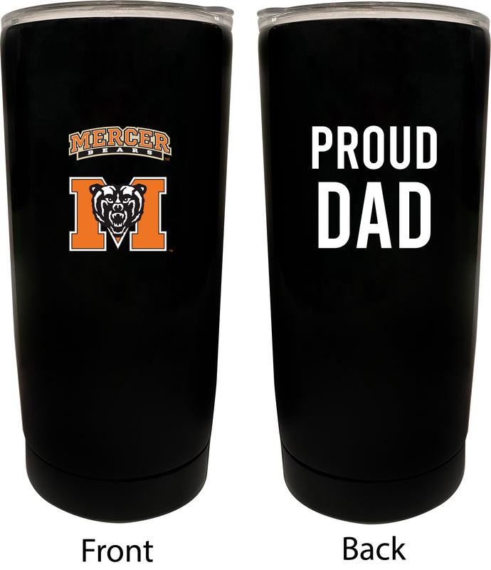 Mercer University NCAA Insulated Tumbler - 16oz Stainless Steel Travel Mug Proud Dad Design Black