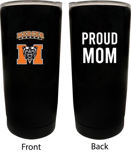 Mercer University NCAA Insulated Tumbler - 16oz Stainless Steel Travel Mug Proud Mom Design Black