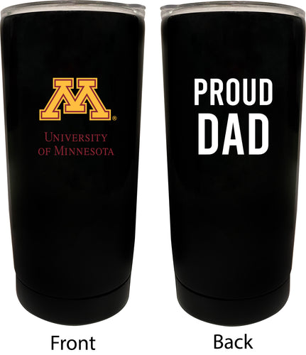Minnesota Gophers NCAA Insulated Tumbler - 16oz Stainless Steel Travel Mug Proud Dad Design Black
