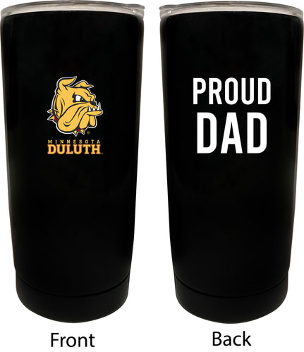 Minnesota Duluth Bulldogs NCAA Insulated Tumbler - 16oz Stainless Steel Travel Mug Proud Dad Design Black