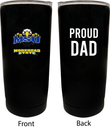 Morehead State University NCAA Insulated Tumbler - 16oz Stainless Steel Travel Mug Proud Dad Design Black