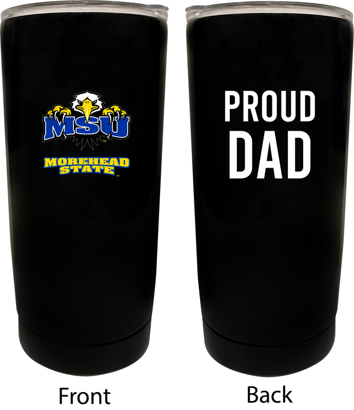 Morehead State University NCAA Insulated Tumbler - 16oz Stainless Steel Travel Mug Proud Dad Design Black