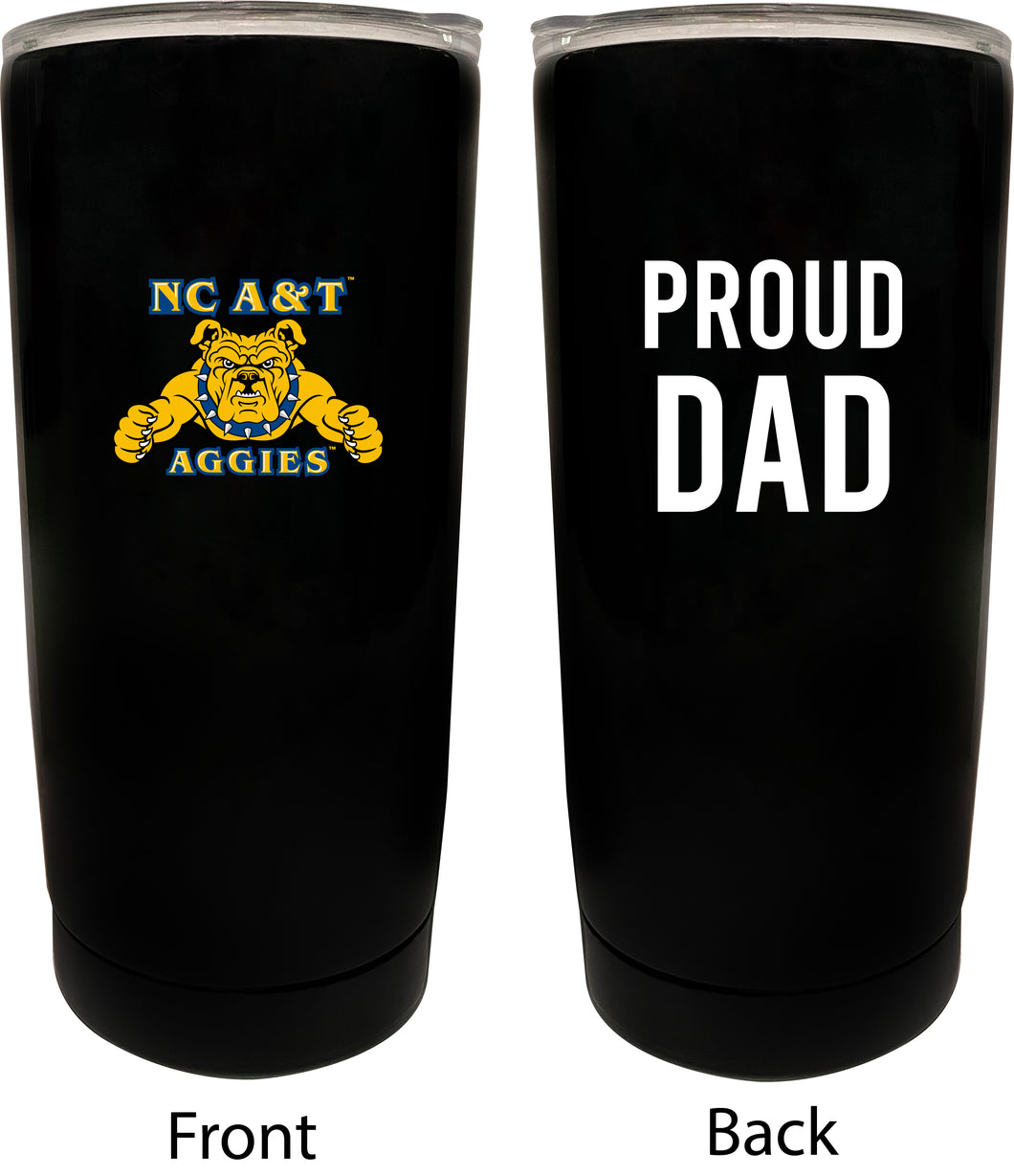 North Carolina A&T State Aggies NCAA Insulated Tumbler - 16oz Stainless Steel Travel Mug Proud Dad Design Black