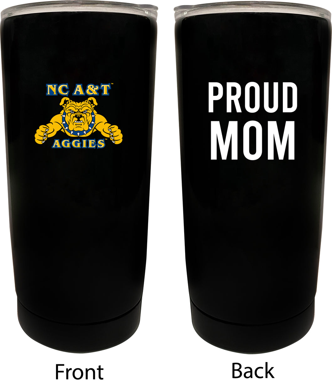 North Carolina A&T State Aggies NCAA Insulated Tumbler - 16oz Stainless Steel Travel Mug Proud Mom Design Black
