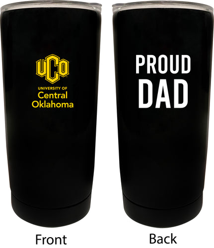 University of Central Oklahoma Bronchos NCAA Insulated Tumbler - 16oz Stainless Steel Travel Mug Proud Dad Design Black