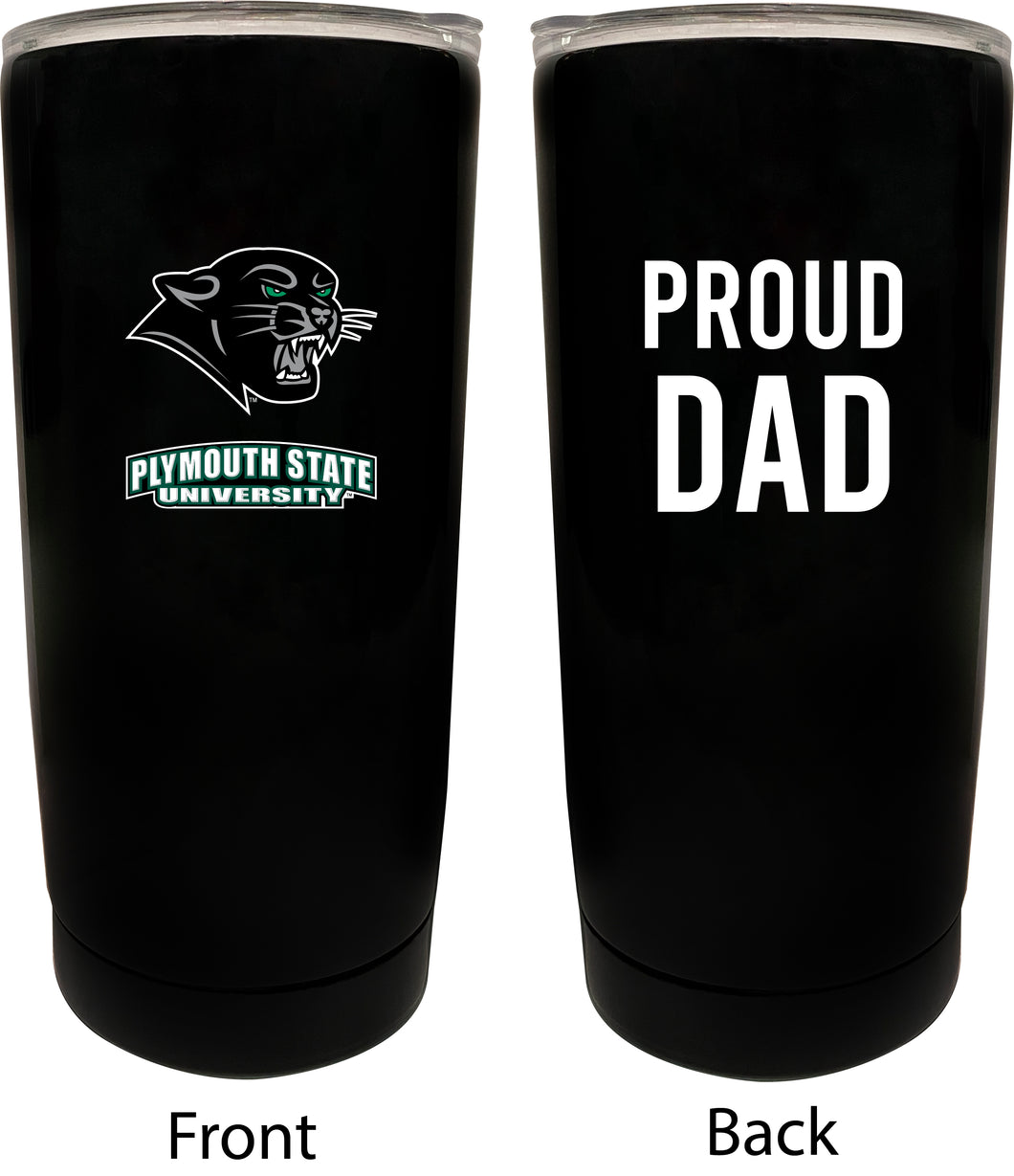 Plymouth State University NCAA Insulated Tumbler - 16oz Stainless Steel Travel Mug Proud Dad Design Black