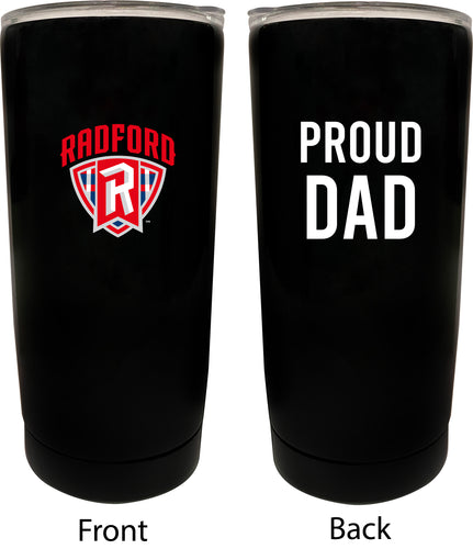Radford University Highlanders NCAA Insulated Tumbler - 16oz Stainless Steel Travel Mug Proud Dad Design Black