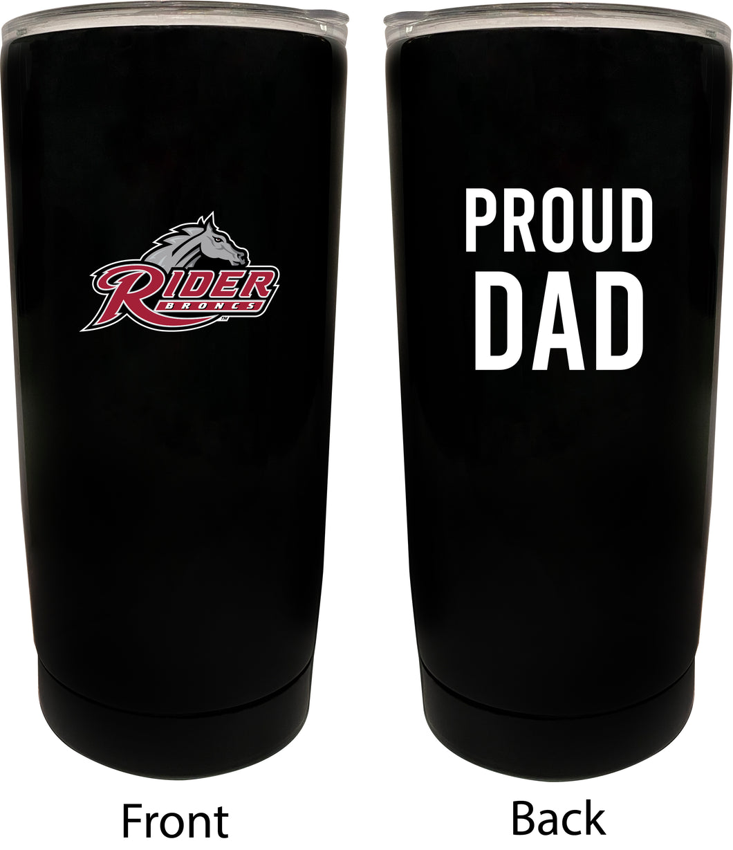 Rider University Broncs NCAA Insulated Tumbler - 16oz Stainless Steel Travel Mug Proud Dad Design Black